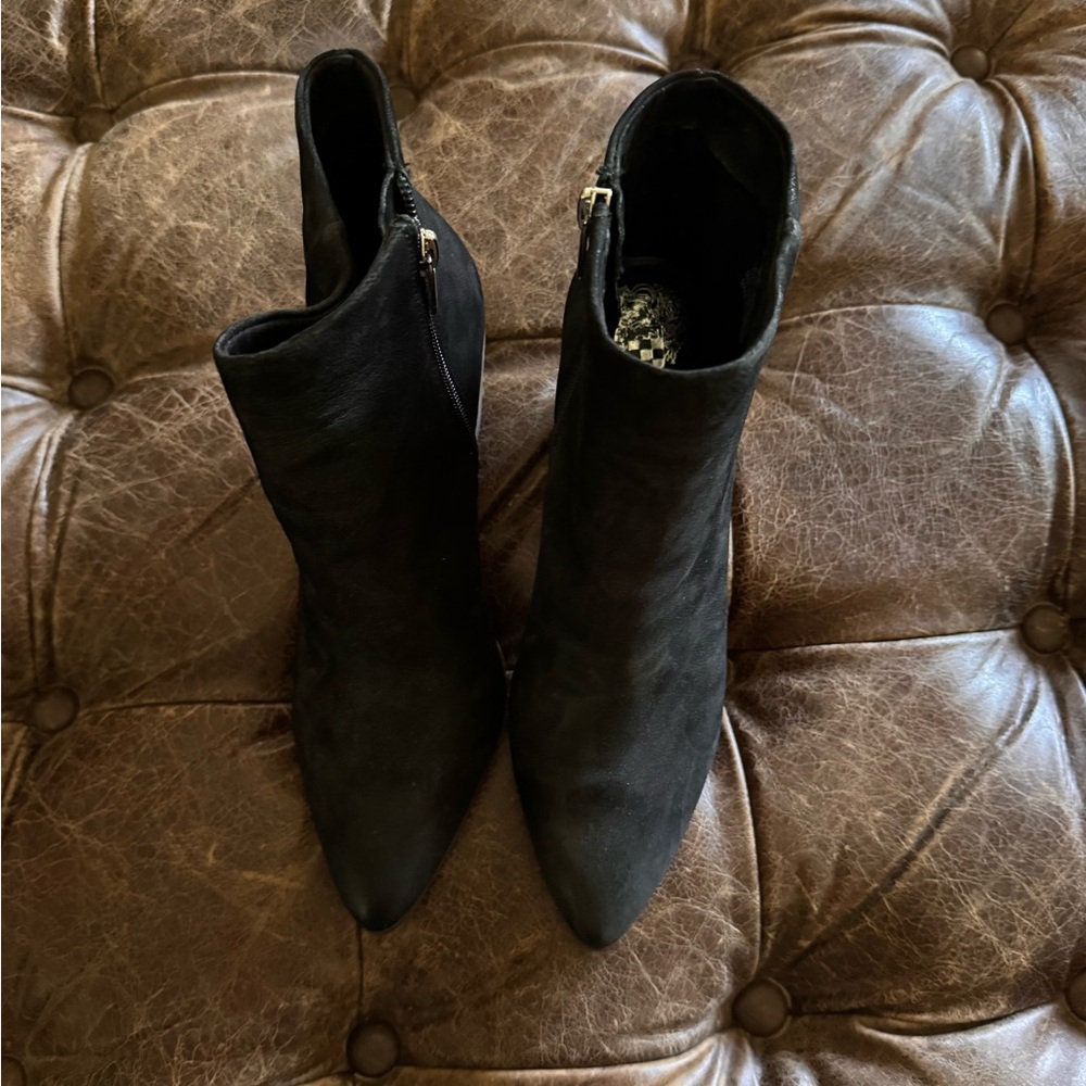 Vince Camuto Black Pointed-Toe Suede Ankle Boots